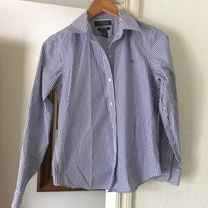 Ralph Lauren Slim Fit Blue and White Striped Dress Shirt